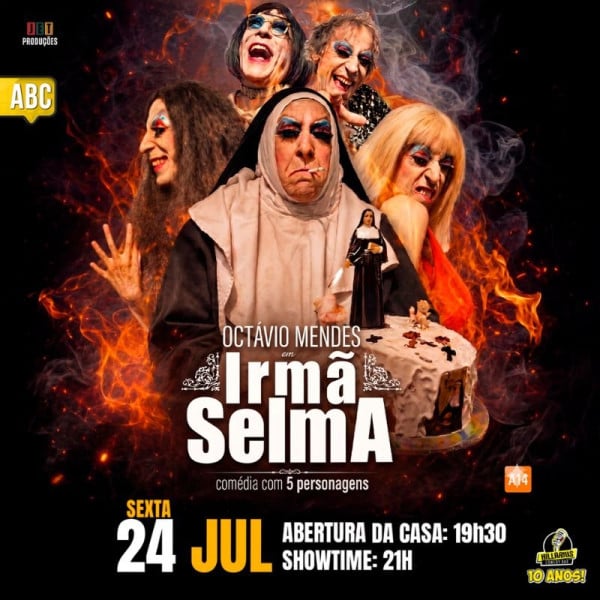 Cartaz do show Irmã Selma, de Octávio Mendes, em Santo André