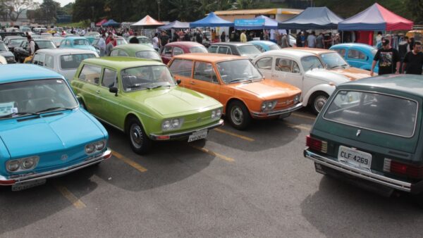 Carros antigos expostos em encontro no Grande ABC