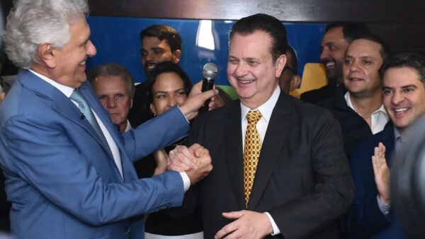 Ronaldo Caiado e Gilberto Kassab durante convenção do PSD