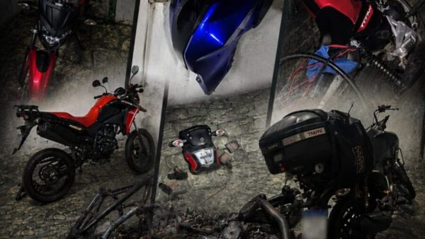 Motocicletas desmontadas apreendidas em desmanche clandestino