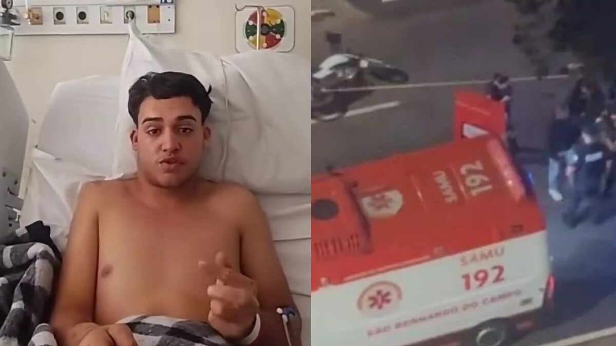 Vídeo do motociclista baleado por GCM internado em hospital e cena do resgate em São Bernardo