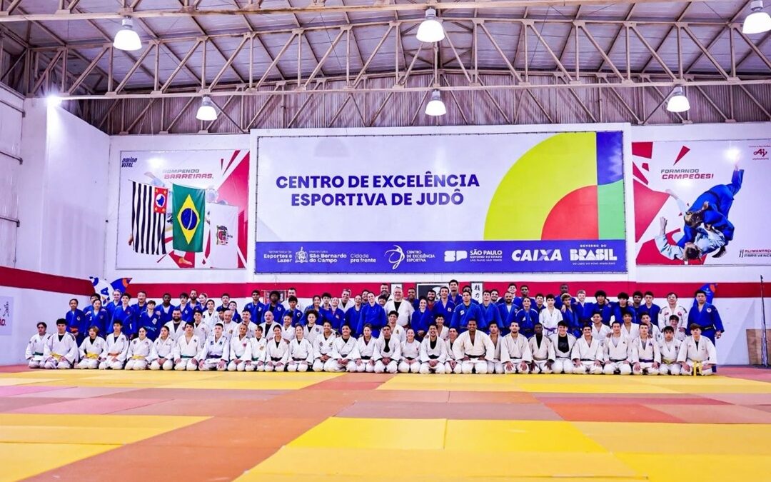 Atletas de judô de vários países reunidos no Centro de Excelência Esportiva de Judô, na Arena Caixa de São Bernardo