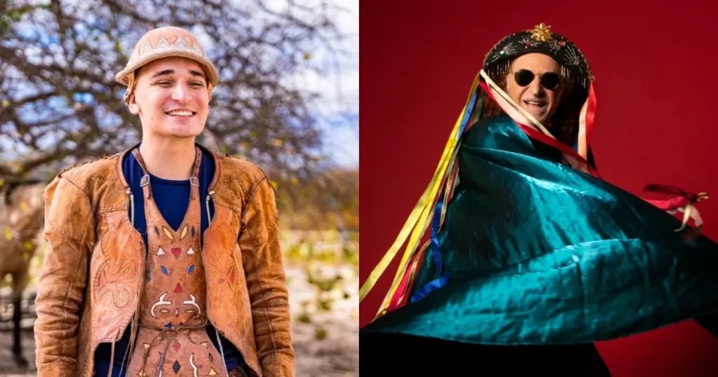 Montagem com fotos dos cantores João Gomes e Alceu Valença, atrações do São Julhão Festival