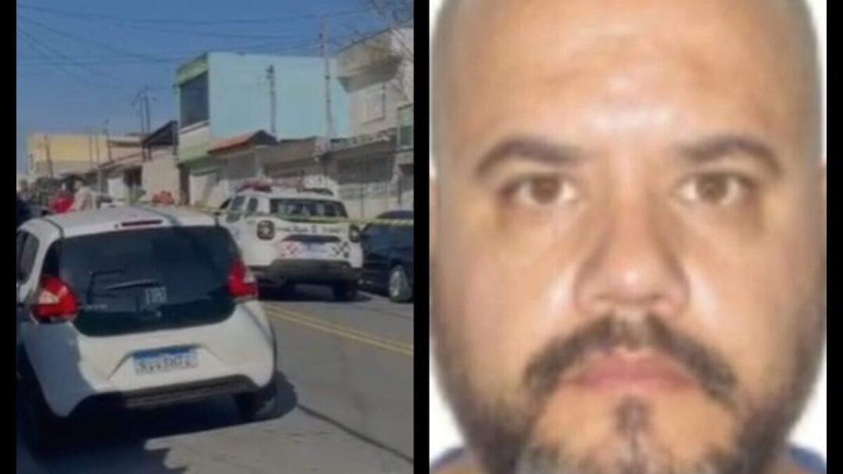 Viaturas da GCM em rua de Diadema após briga entre vizinhos e retrato do comerciante detido
