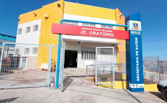 Fachada da Unidade Básica de Saúde do Jardim Oratório, da Secretaria de Saúde de Mauá