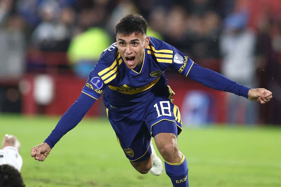Jogador do Boca Juniors comemora gol em partida da Sul-Americana