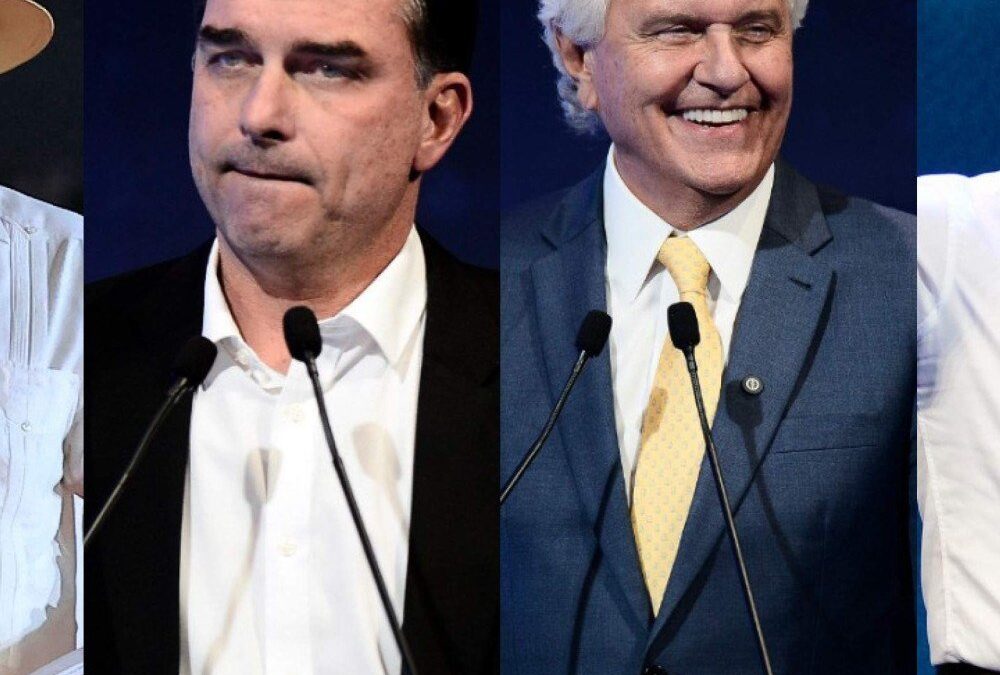 Montagem com candidatos à Presidência da República nas eleições de 2026