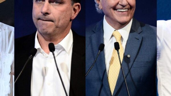 Montagem com candidatos à Presidência da República nas eleições de 2026
