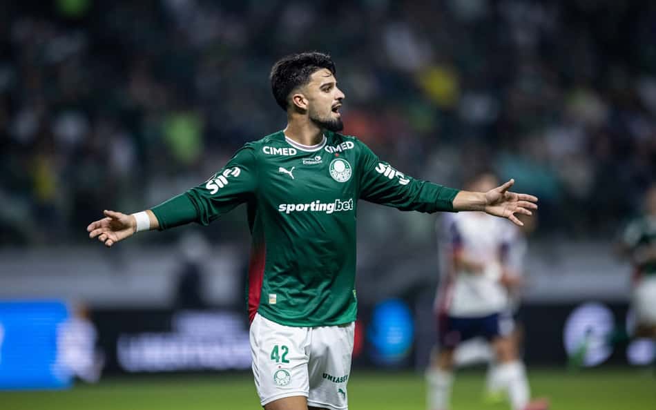 Flaco Lopez comemora gol do Palmeiras contra o Cerro Porteño pela Libertadores