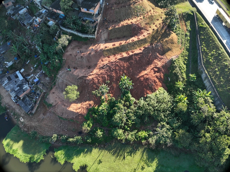 Vista aérea da área reflorestada no Parque Miami, em Santo André