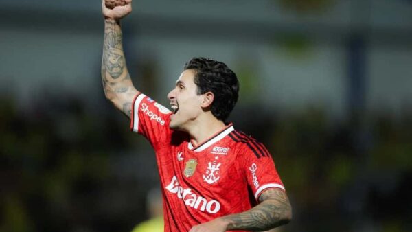 Pedro comemora gol pelo Flamengo contra o Mirassol