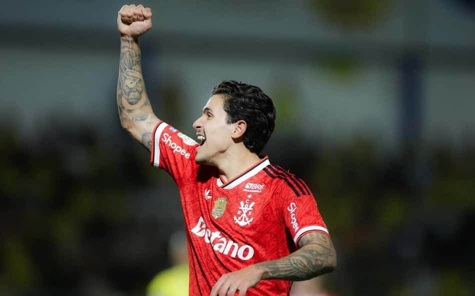 Pedro comemora gol pelo Flamengo contra o Mirassol