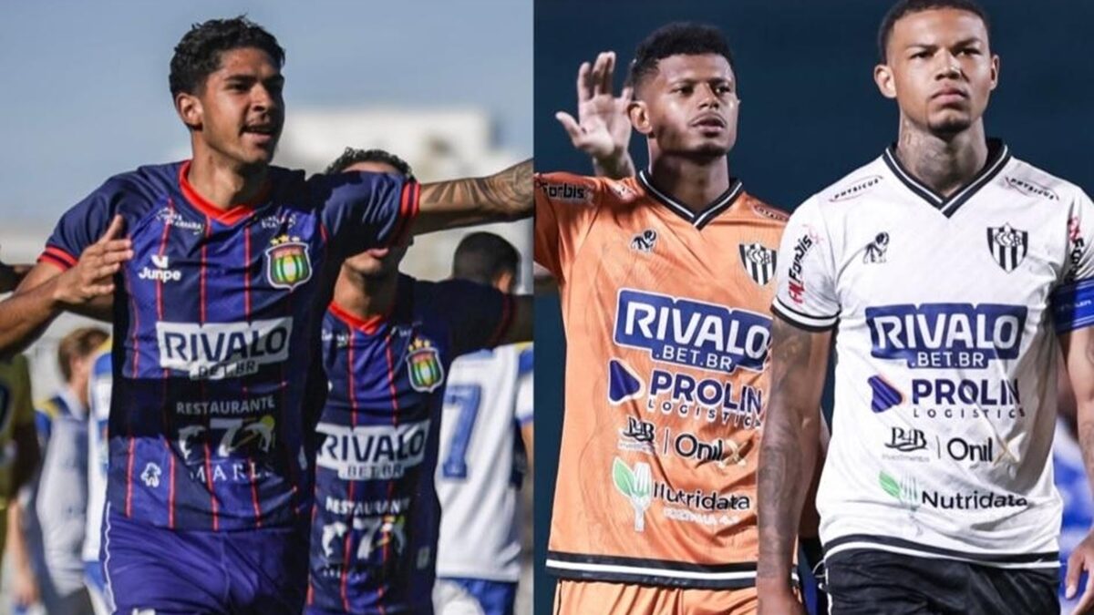 Jogadores de São Caetano e EC São Bernardo em ação de jogo