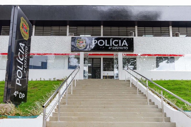 Fachada do 4º Distrito Policial no Complexo da Polícia Civil de Diadema